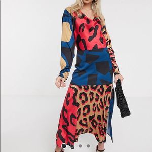 Satin Slip Dress Mutli Animal Print